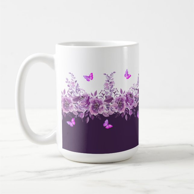 Mug Aubergine Botanical Butterflies  (Gauche)