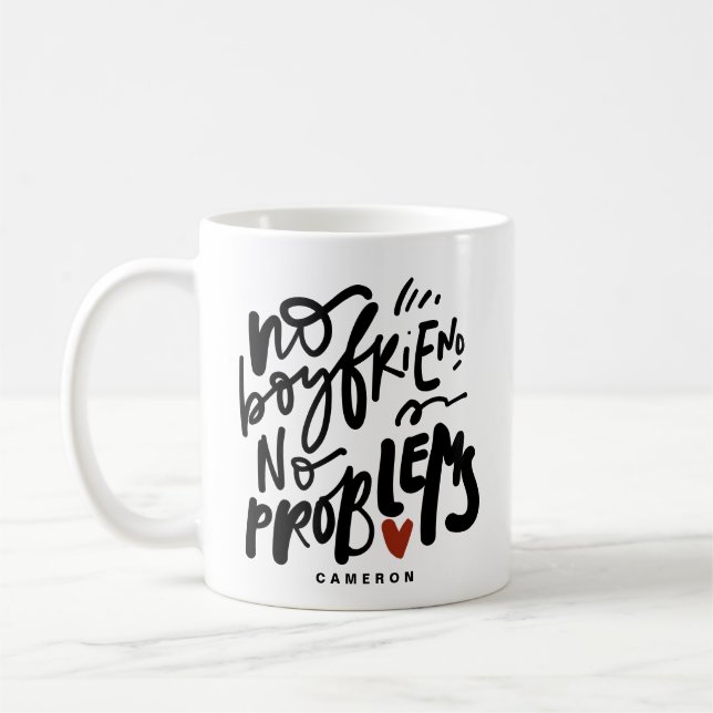 Mug Aucun ami, Aucun problème Citer Noir Personnalisé (Gauche)