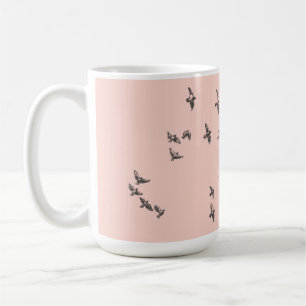 Mug "Aucun filet ne m'enfonce" +oiseaux (noir sur oran