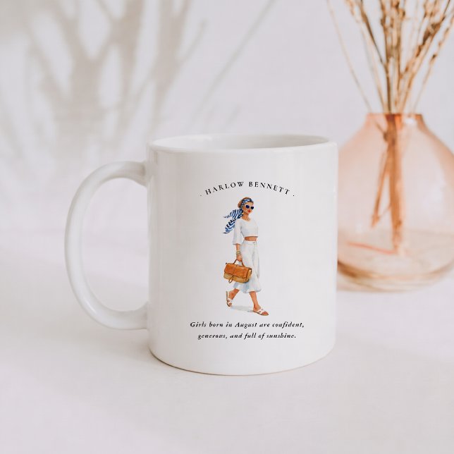 Mug August Birth Month Girl | Monogram  (Créateur téléchargé)