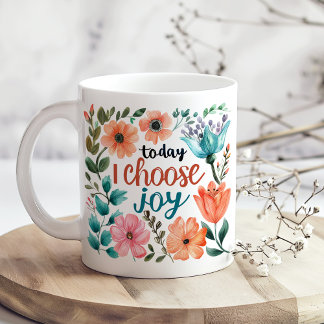 Mug "Aujourd'hui je choisis la joie" Pastel Floral Ins