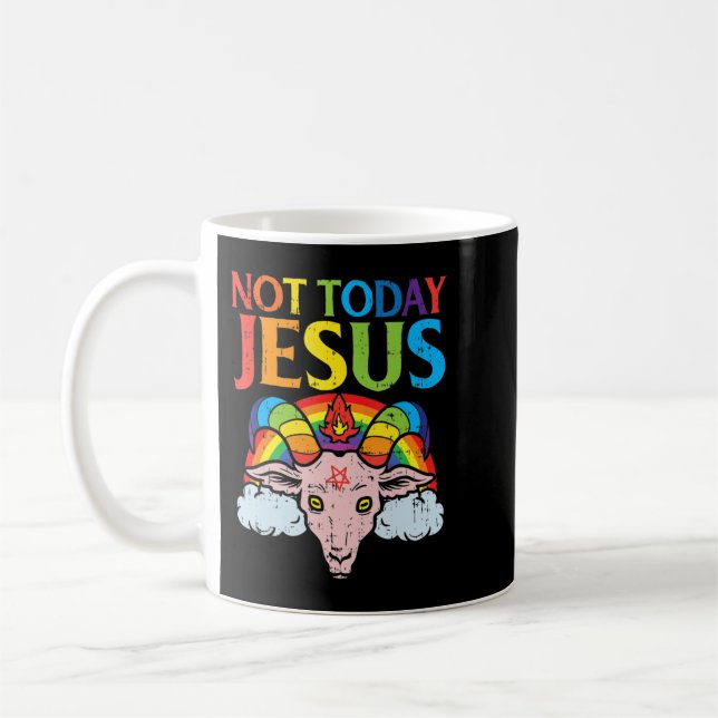 Mug Aujourd'hui pas Jésus Satan chèvre Satané arc-en-c (Gauche)