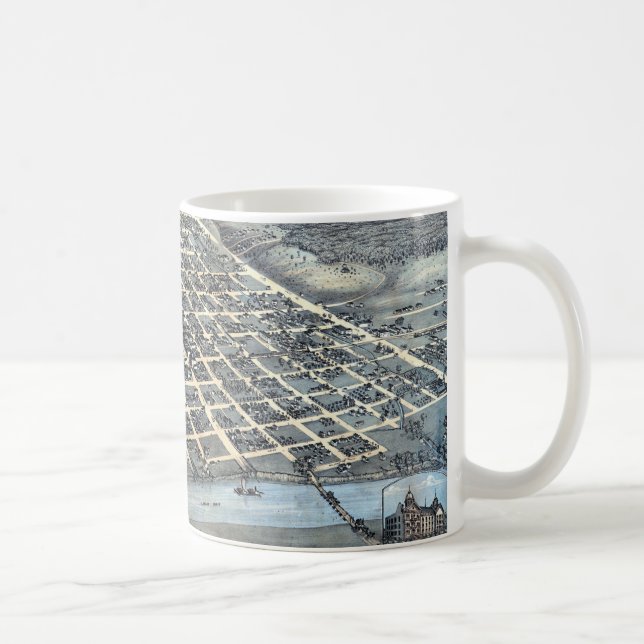 Mug Austin, Texas Antique Aerial City Carte de 1873 (Droite)
