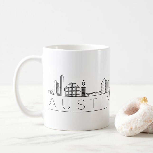 Mug Austin, Texas| Ligne Skyline Stylisée Ville (Avec donut)