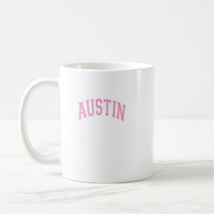 Mug Austin Texas Tx Varsity Style Texte rose