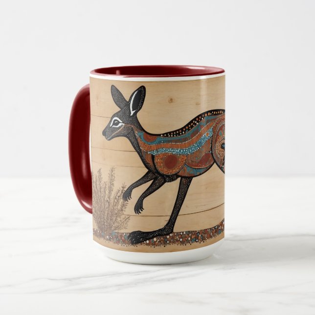 Mug Australian Aboriginal-themed Kangaroo (Devant gauche)