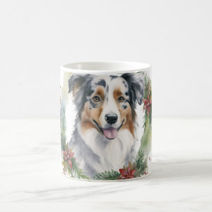Mug Australian Shepherd Christmas Wreath Festive Pup