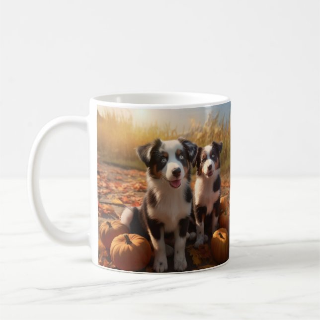 Mug Australian Shepherd Puppy Citrouille de plaisir d' (Gauche)