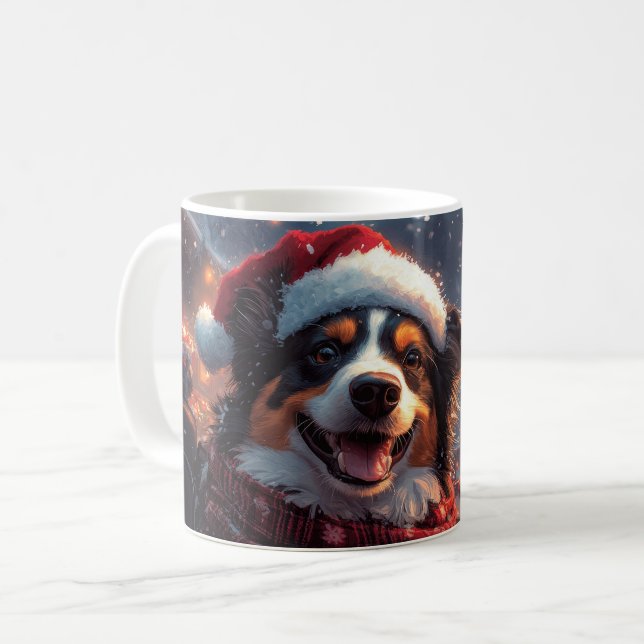 Mug Australie Kelpie Dog Roller Dessous de verre Noël (Devant gauche)