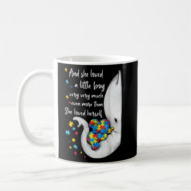 Mug Autism Awareness Cute Elephant Maman et Kid (Gauche)