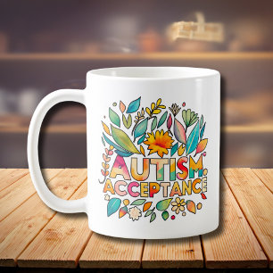 Mug Autisme Acceptation Fleurs colorées