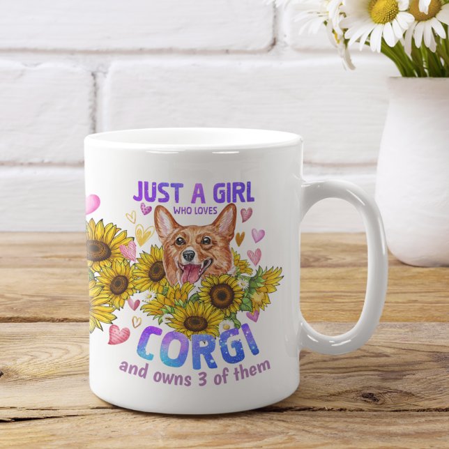 Mug Autocollant Corgi Lover Tournesol Dog Floral (Créateur téléchargé)