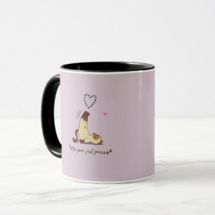 Mug Autocollant de chat adorable qui s'étire pour les