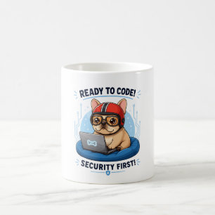 Mug Autocollant de chien de cybersécurité codeur franç