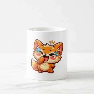 Mug Autocollant de renard orange Kawaii mignon qui rit