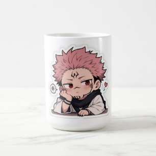 Mug Autocollant de roi mignon chibi boudeur - Cheveux