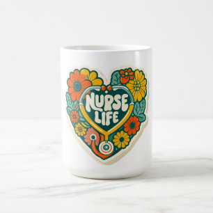 Mug Autocollant de vie d'infirmière rétro groovy - Ste