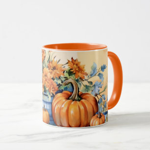 Mug Automne automne Thanksgiving citrouille et fleurs