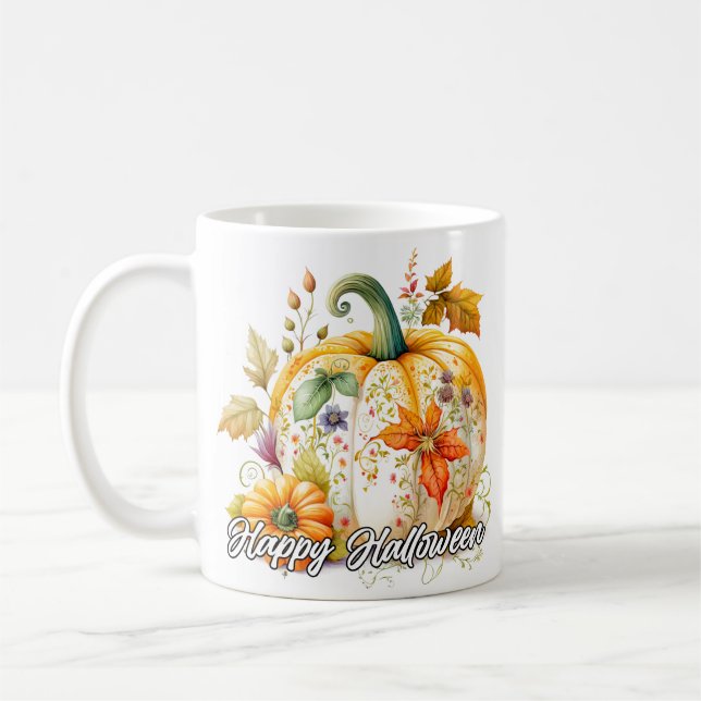 Mug Automne Décoratif Joyeux Citrouille d'Halloween (Gauche)