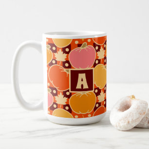 Mug Automne Fleurs et Citrouille Boho Orange Plaid