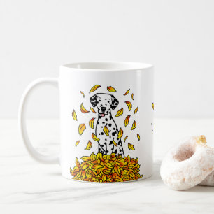 Mug Automne laisse Dalmatie (noir 1) Chien Jouer migno
