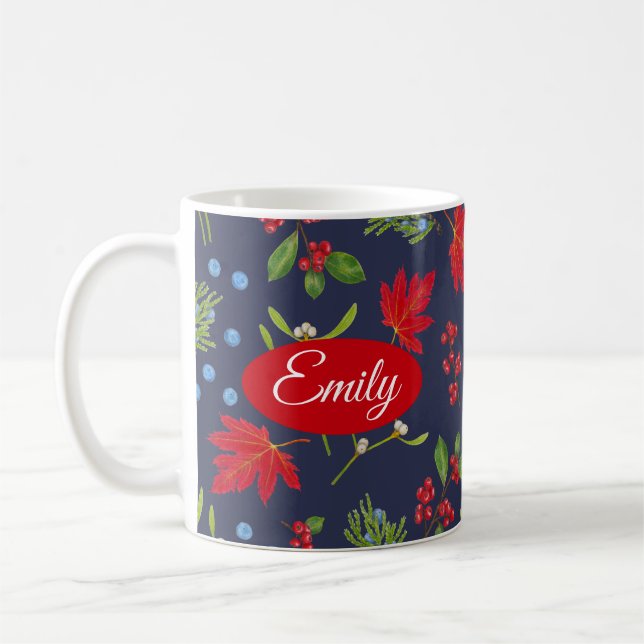 Mug Automne Plante Botanique Vacances Personnalisées (Gauche)