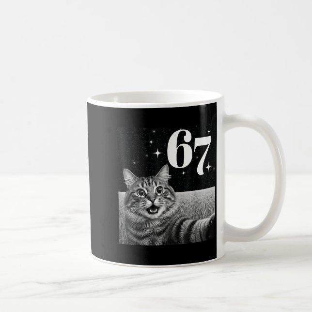 Mug Autoportrait de chat avec 67 mème graphiques de ch (Droite)