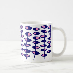 Mug Autre feuille Abstrait - rose et bleu foncé