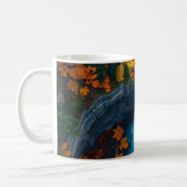 Mug Autumn Canyon Waterfall – Vibrant Fall Forest Land (Gauche)