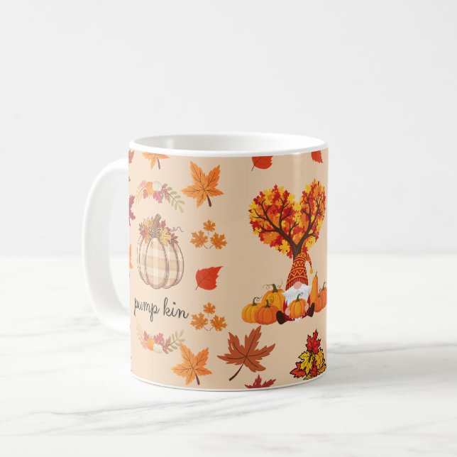 Mug Autumn Gnome Pumpkin Fall Art Print (Devant gauche)