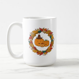 Mug Autumn Pumpkin Family Wreath