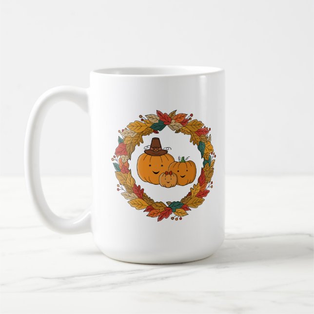 Mug Autumn Pumpkin Family Wreath (Gauche)