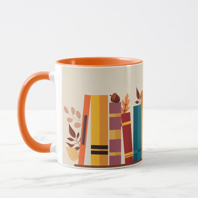 Mug Autumn season cozy book stack  Taza (Gauche)
