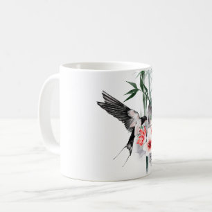 Mug Avaler avec bambou et fleurs Classique