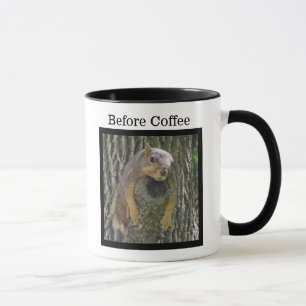 Mug Avant Café, Après Café, Écureuil Drôle