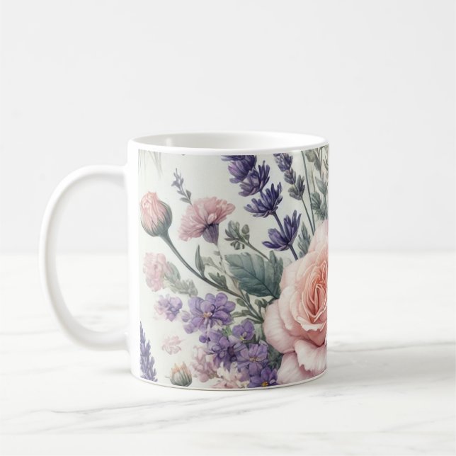 Mug avec aquarelle motif floral 1/6 (Gauche)