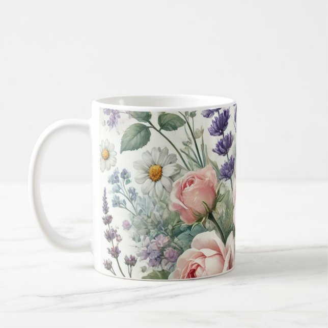 Mug avec aquarelle motif floral 5/6 (Gauche)