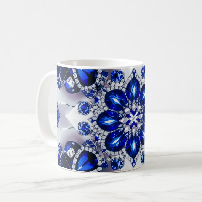 Mug avec Bleu Blanc Couleurs Design (Devant gauche)