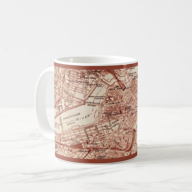 Mug avec carte ancienne de Boston (Devant gauche)