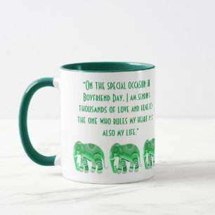 MUG AVEC DE FROIDS ÉLÉPHANTS VERTS pour petit ami