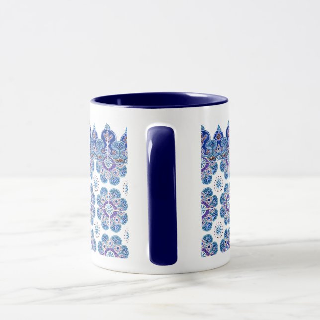 Mug avec design bleu et violet (Poignée)