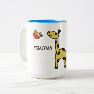 Mug avec girafe et oiseaux