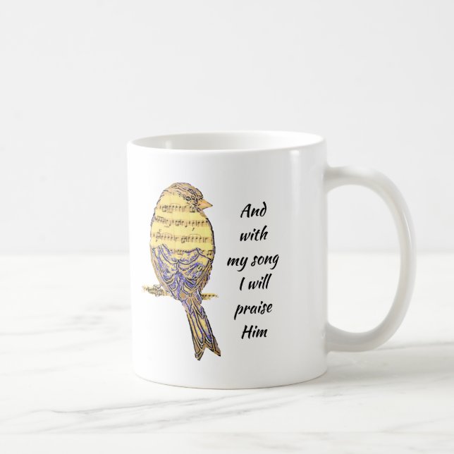 Mug Avec ma chanson, je le loue Bible Écriture Oiseau (Droite)