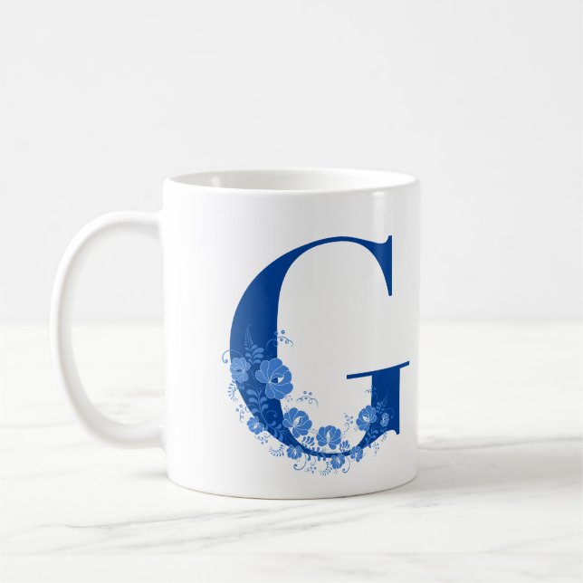 Mug Avec Monogramme Floral Lettre D (Gauche)