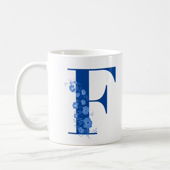 Mug avec Monogramme Floral LETTRE F (Gauche)