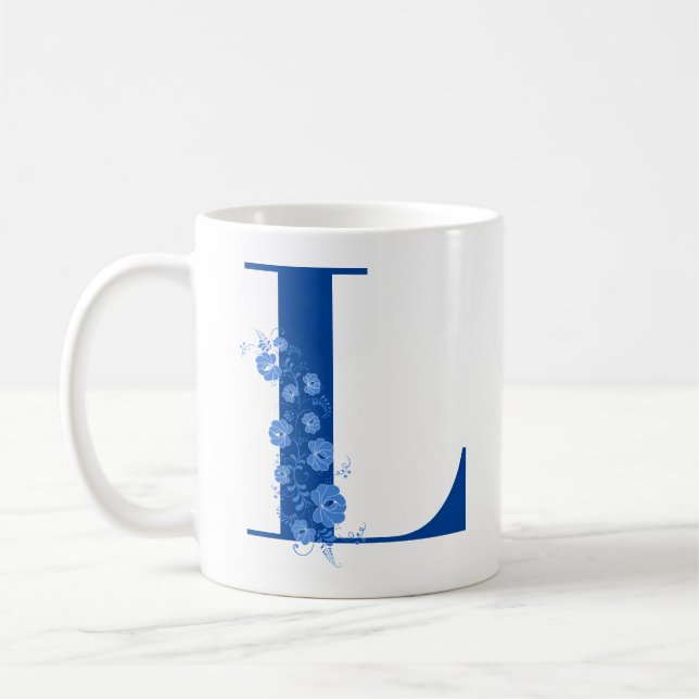 Mug avec Monogramme Floral LETTRE L (Gauche)