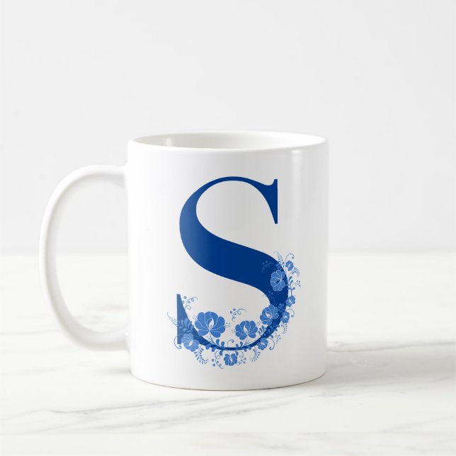 Mug Avec Monogramme Floral LETTRE S (Gauche)