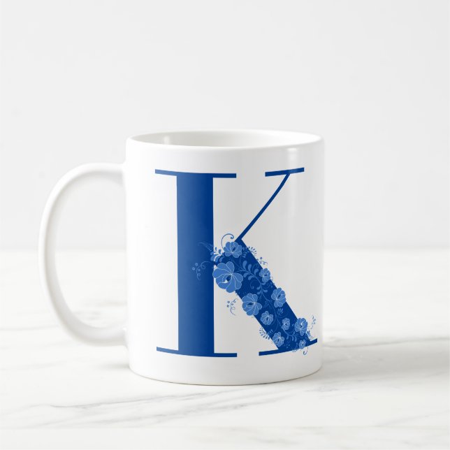 Mug avec monogramme Lettre Florale K (Gauche)