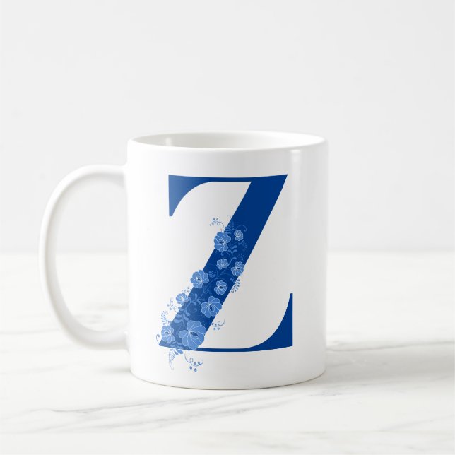 Mug avec monogramme Lettre Florale Z (Gauche)