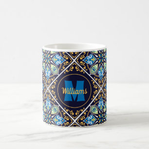 Mug Avec nom et initiale carreaux orientaux, Azulejos